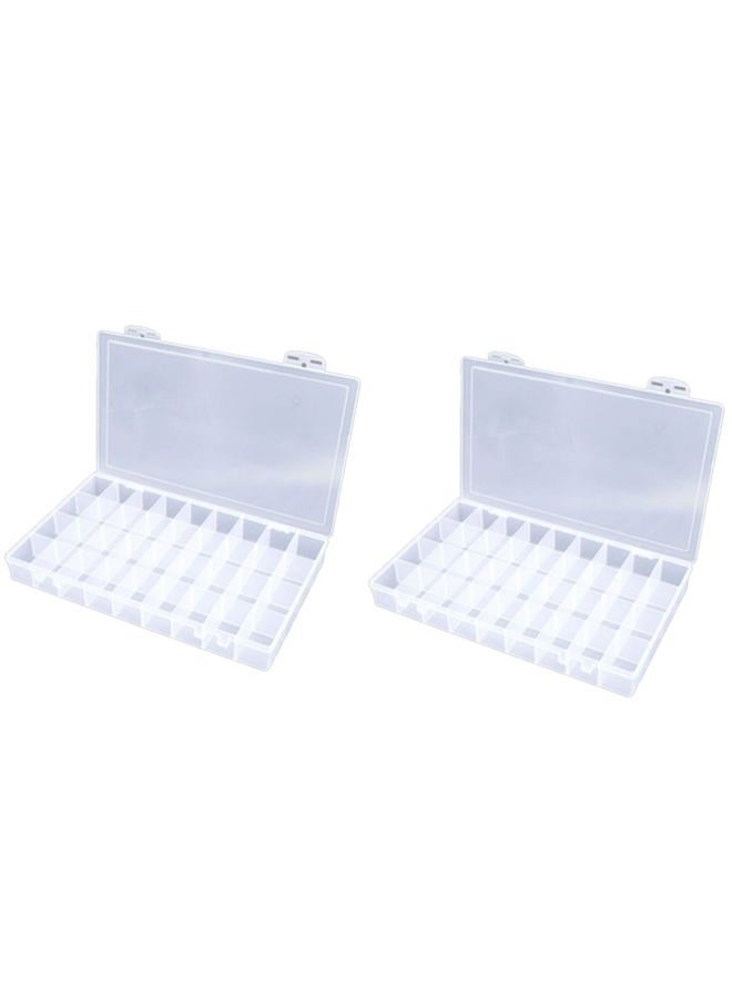 Feadily 2PCS 36 Grids Large Plastic Organizer Box with Dividers, Compartment Organizer Box for Nail Accessories/Screw/Sewing Arts and Oil Paint, Bead Storage Containers 14.9" x 9.2" x 1.9" (Clear) - Image 1