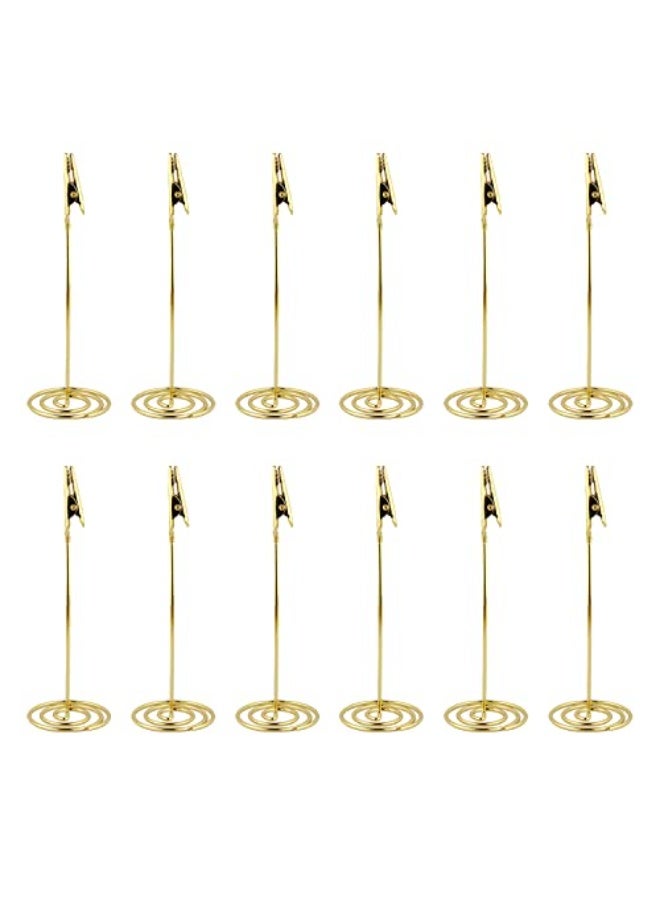 JZS 120mm Tall Table Number Holders Place Card Holder Table Picture Holder Wire Photo Holder Clips Picture Memo Note Photo Stand (Gold,12pcs) - Image 2