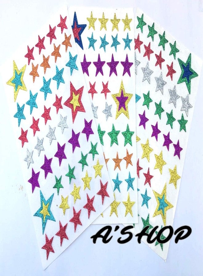 A'SHOP Glitter Foam Self Adhesive Star Stickers for Art and Craft for Kids (Multicolour) - Set of 3 Sheets - Image 5