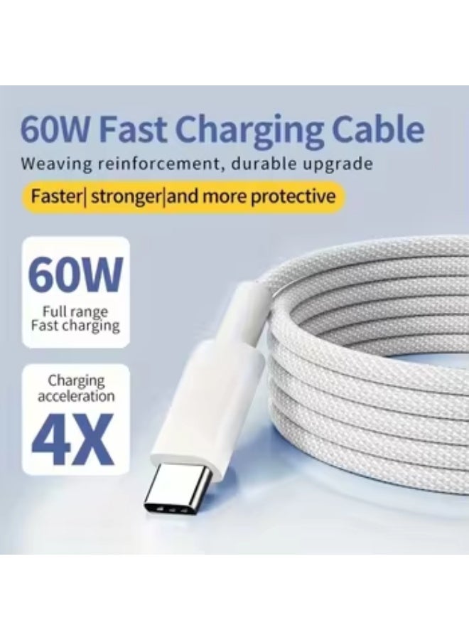 كابل شحن سريع USB-C إلى USB-C لهواتف Samsung Galaxy وسلسلة iPhone 15 وiPhone 16 من Zam Tech، يدعم الشحن السريع ونقل البيانات، ومتوافق مع أجهزة iPad وMacBook وأجهزة USB-C - Image 3
