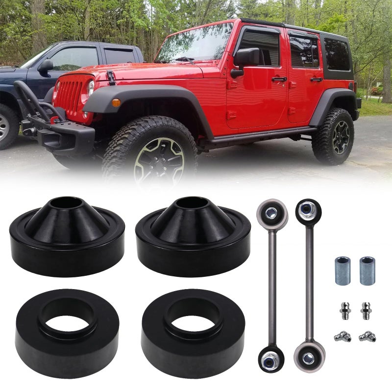 Generic RYANSTAR RACING 2" Front & 1" Rear Lift Kit with End Links Compatible with 07-18 Jeep Wrangler JK Leveling Kit Jeep Wrangler JK Accessories  - Image 1