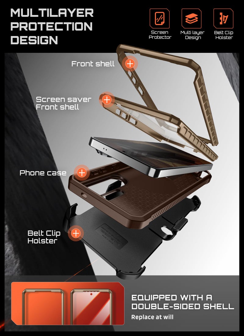 SUPCASE for Samsung Galaxy S26 Ultra Case with Stand, Military-Grade Drop Protection, Compatible with Wireless Charging/MagSafe, Built-in Screen Protector & Front Frame â€“ UB Pro Mag, Brown - Image 5