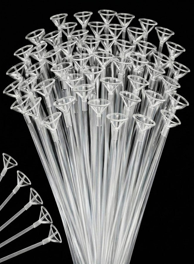 Charniol 25 Pieces Bobo Balloon Sticks 16 Inch Clear Transparent Balloon Sticks with Cups Clear Balloon Holder for Bubble Transparent Balloons Birthday Party Christmas Wedding Anniversary Indoor and Outdoor - Image 1