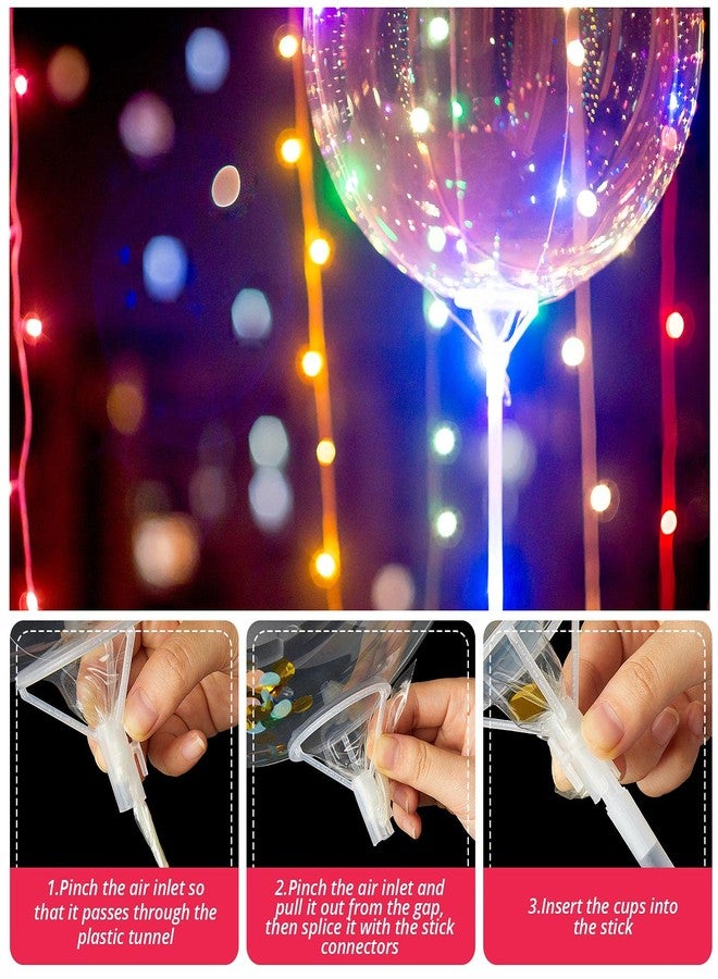 Charniol 25 Pieces Bobo Balloon Sticks 16 Inch Clear Transparent Balloon Sticks with Cups Clear Balloon Holder for Bubble Transparent Balloons Birthday Party Christmas Wedding Anniversary Indoor and Outdoor - Image 3