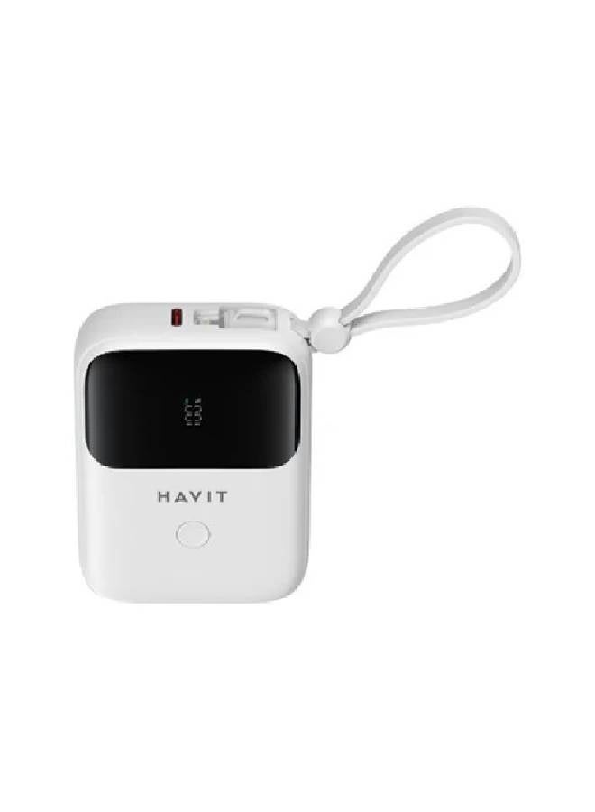 havit Havit Power Bank 10000mAh With USB-C - Lighting Cable - White - Image 2