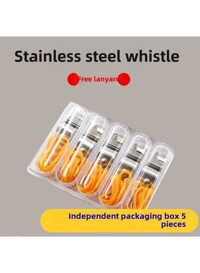 Generic Whistle Super-loud Referee Special Outdoor Training Topper Physical Education Teacher Basketball Coach Professional Lifesaving Football Whistle-Color:[independent Packaging Box] | Stainless Steel 5 Pieces - Image 1