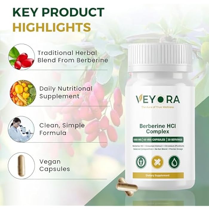 Berberine Supplement - Berberine HCL 1000 mg | 60 Vegan Capsules | Vegan, Gluten Free, Non-GMO with Cinnamon Extract & Chromium Picolinate, ALA - Image 3