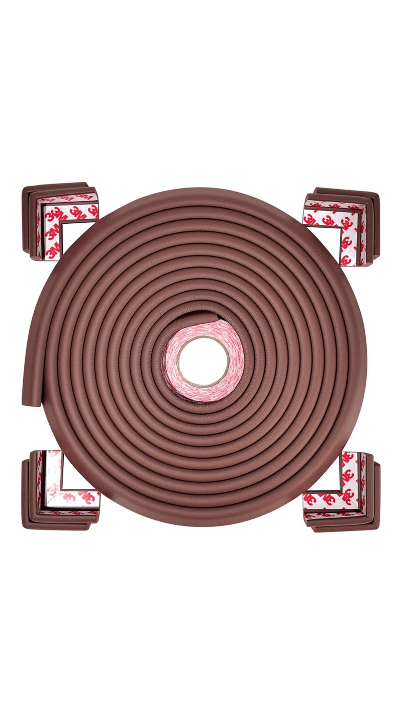 LILBEE Baby Safety Corner & Edge Guard Set | Slim-Fit Furniture Protectors with 3M Adhesive | Coffee Brown | Pre-Taped Corner Guards | Soft Foam Childproofing Kit for Table & Sharp Corners - Image 1