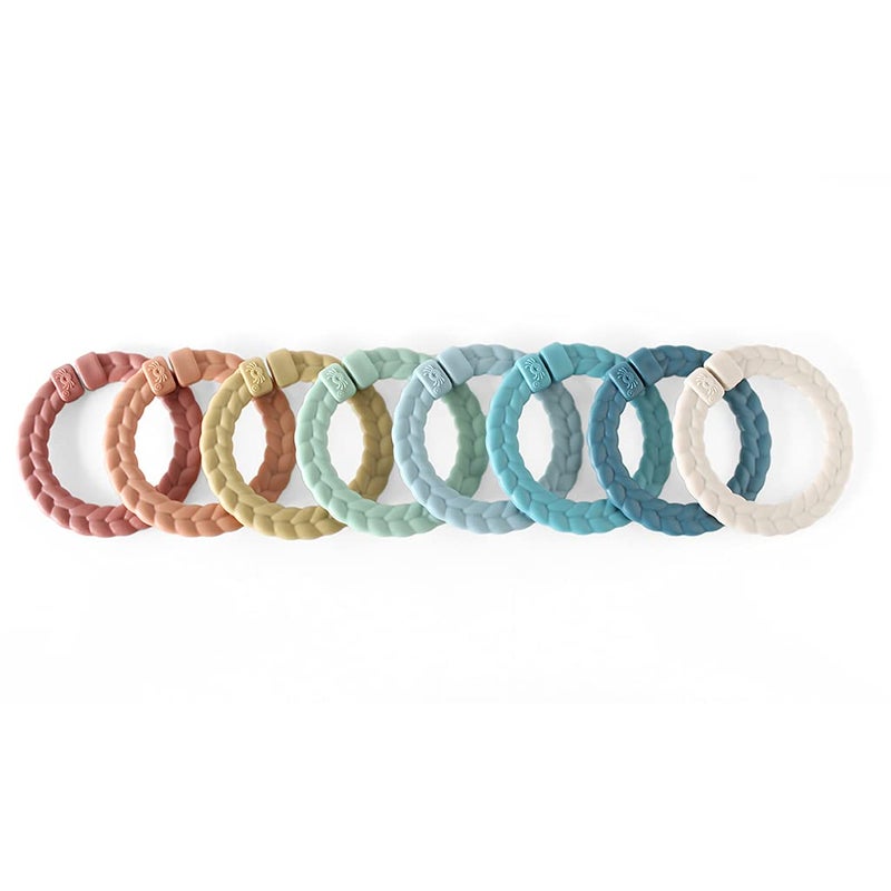 Itzy Ritzy Linking Ring Set; Set of 8 Braided, Rainbow-Colored Versatile Linking Rings; Attach to Baby's Car Seat, Stroller & Activity Gym to Keep Toys Nearby; Rainbow - Image 1