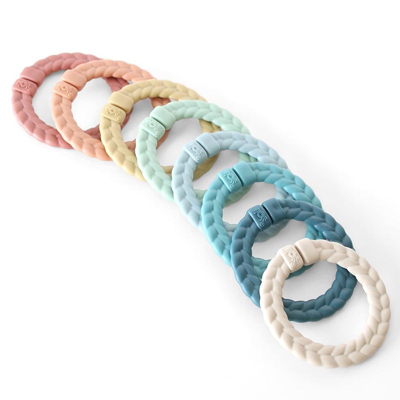 Itzy Ritzy Linking Ring Set; Set of 8 Braided, Rainbow-Colored Versatile Linking Rings; Attach to Baby's Car Seat, Stroller & Activity Gym to Keep Toys Nearby; Rainbow - Image 2