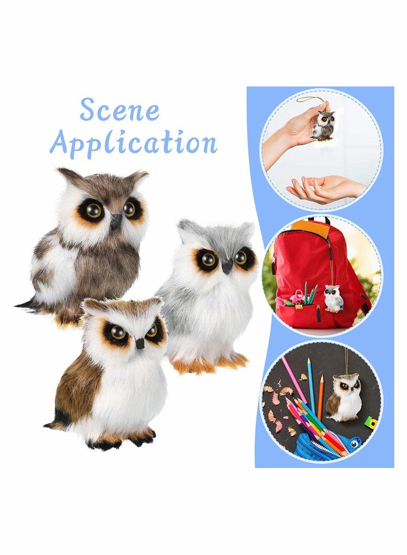 SYOSI 6 Pieces Mini Owl Plush Toy Plush Animal Christmas Hanging Ornaments for Christmas Tree Woodland Gray White Stuffed Animal Toy Soft Owl Doll Plush Hanging Pendant Ornament 3.2 Inch - Image 2