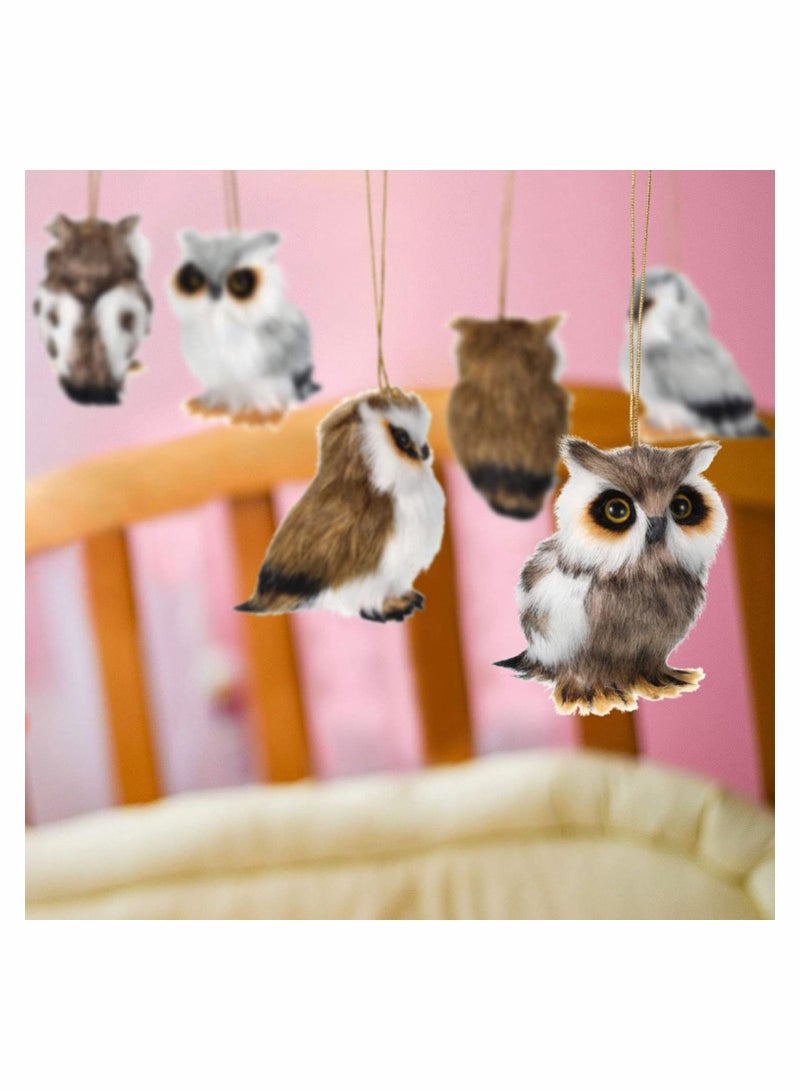 SYOSI 6 Pieces Mini Owl Plush Toy Plush Animal Christmas Hanging Ornaments for Christmas Tree Woodland Gray White Stuffed Animal Toy Soft Owl Doll Plush Hanging Pendant Ornament 3.2 Inch - Image 3