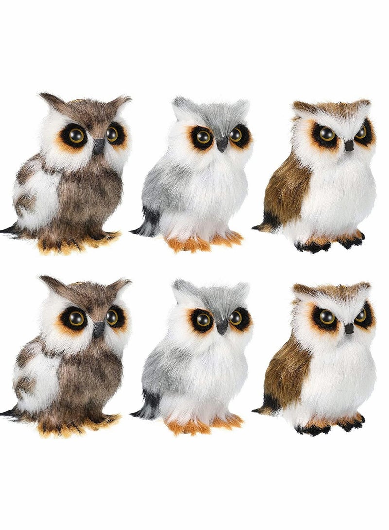 SYOSI 6 Pieces Mini Owl Plush Toy Plush Animal Christmas Hanging Ornaments for Christmas Tree Woodland Gray White Stuffed Animal Toy Soft Owl Doll Plush Hanging Pendant Ornament 3.2 Inch - Image 1