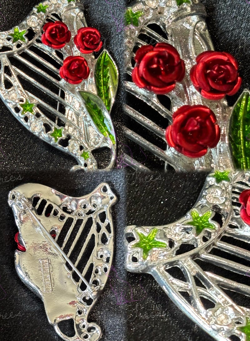 PLANE TREES Enamel Rose Floral Brooch – Silver Vine Design with Red Flower and Green Leaf – Romantic Pin Jewelry for Women, Gift, Vintage Artistic Style - Image 2