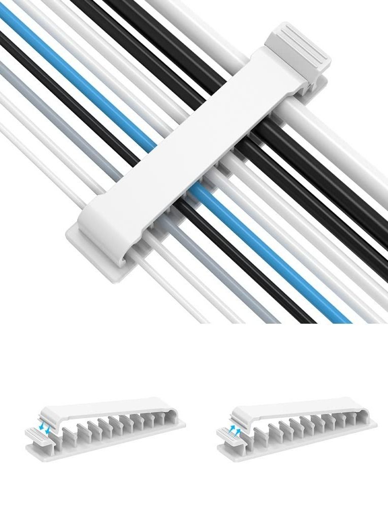 KASTWAVE Cable Clips, 6 Pack Self Adhesive Cord Holders, 10 Slots Cord Organizer Charger Cable Management  for Home, Office, and Car Cable Management - Image 1