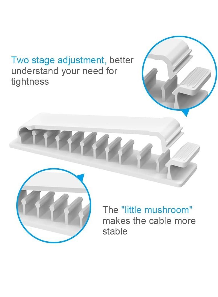 KASTWAVE Cable Clips, 6 Pack Self Adhesive Cord Holders, 10 Slots Cord Organizer Charger Cable Management  for Home, Office, and Car Cable Management - Image 2