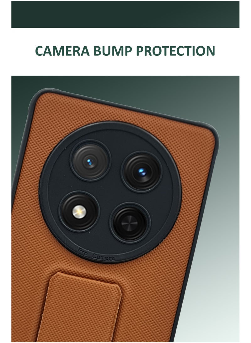 Generic Honor X9c - Soft  Silicone Dual Tone Case With Magnetic Hand Grip Holder And Kickstand - Light Brown  - Image 3