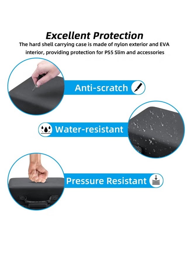 حقيبة محمولة لجهاز بلاي ستيشن 5 سليم، حقيبة صلبة واقية للسفر لجهاز بلاي ستيشن 5 سليم، تدعم الأقراص/النسخ الرقمية، لون أسود - Image 5