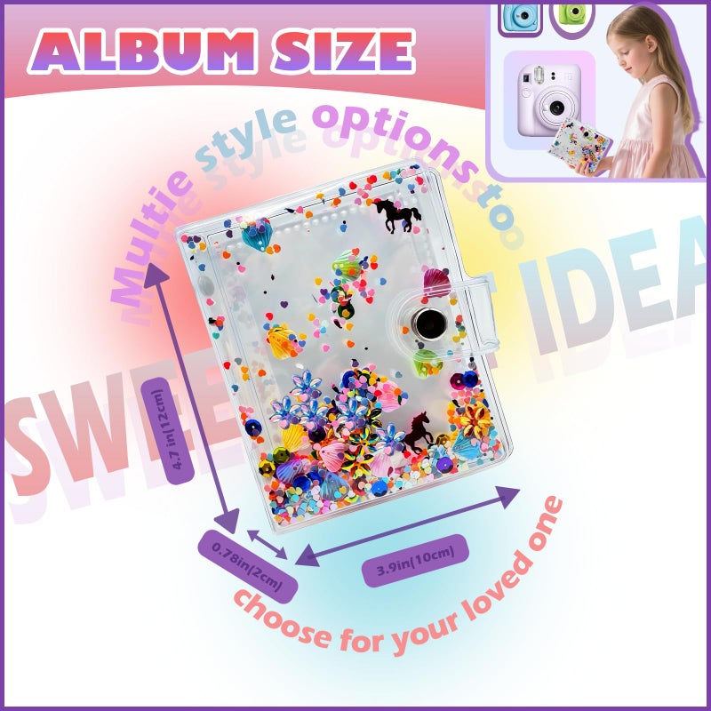 AURHOXII Mini Photo Album for Fujifilm Instax Mini Film, ldeal for Polaroid 2x3 Instant Photos Album, Kpop Photocard Binder, Kids Small Photo Album Birthday Gifts, 32 Pockets, Shiny Color Scheme (Rainbow) - Image 2