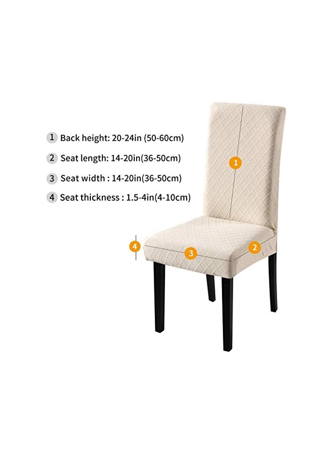 The Bros أغطية كراسي الطعام القابلة للتمدد من قماش بوليستر سباندكس قابلة للغسل وقابلة للإزالة، غطاء واقي لكراسي الطعام، للمطبخ وغرفة الطعام (بيج/جاكار، عبوة من 4)  - Image 4