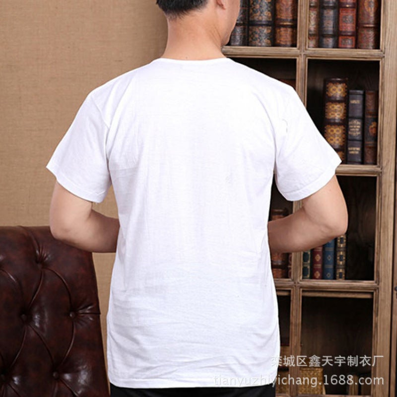 Factory Men'S Cotton Short-Sleeved T-Shirt Cotton Fat Round Neck T-Shirt Men'S T-Shirt Advertising Shirt - Image 4