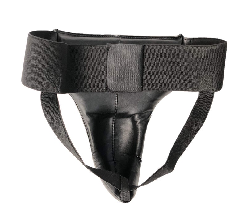 LEW Boxing Competition Style Leather Protector Velcro Guard- (S/M, Black) - Image 2
