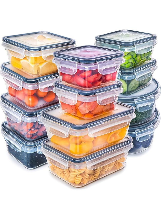 X spring Food Storage Container Set, Plastic Clear Airtight Lunch Container With Lids, Leak Proof Snap Lock Lids Cereal Containers Storage For Meal Prep, Lunches And Kitchen Organization (20Pcs) - Image 1
