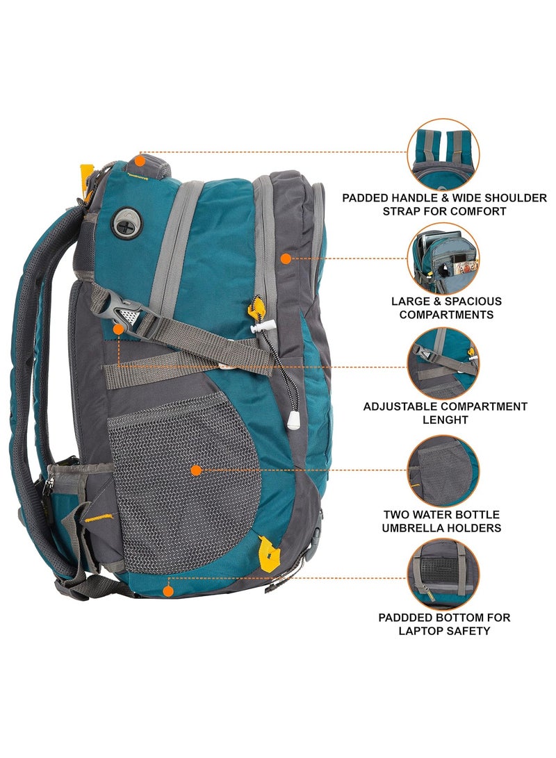 هاف مون Half Moon 45L Hammer Waterproof Rucksack Bags for Men/Trekking Bags for Man | With 17.3" Laptop Compartment & Rain cover | For Trekking, Hiking, Travel Backpack for Men & Women (Sky Blue) - Image 4