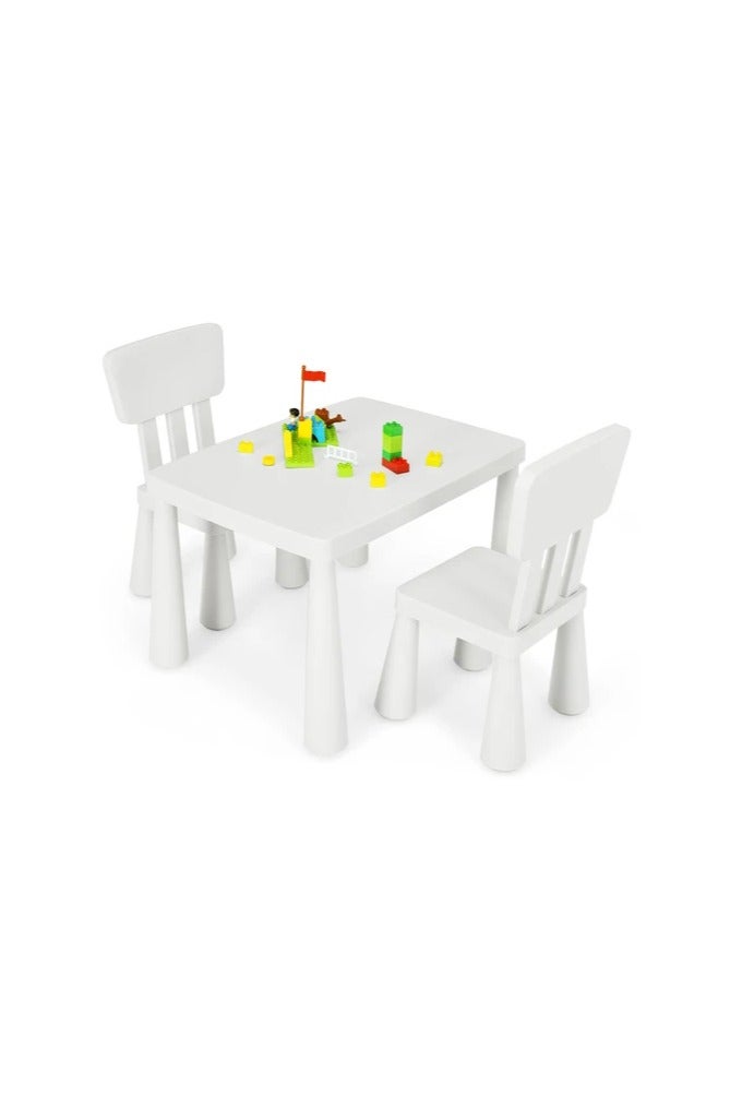 White plastic table with two plastic chairs for children - Image 1
