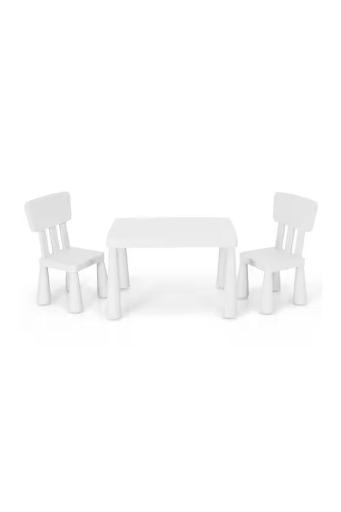 White plastic table with two plastic chairs for children - Image 2