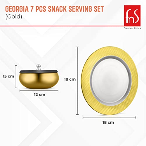 Fns Georgia Stainless Steel Gold Serving Bowl Set With Lid And Tray (3 Bowls With Lid,1 Tray) - 250 Ml - Image 5