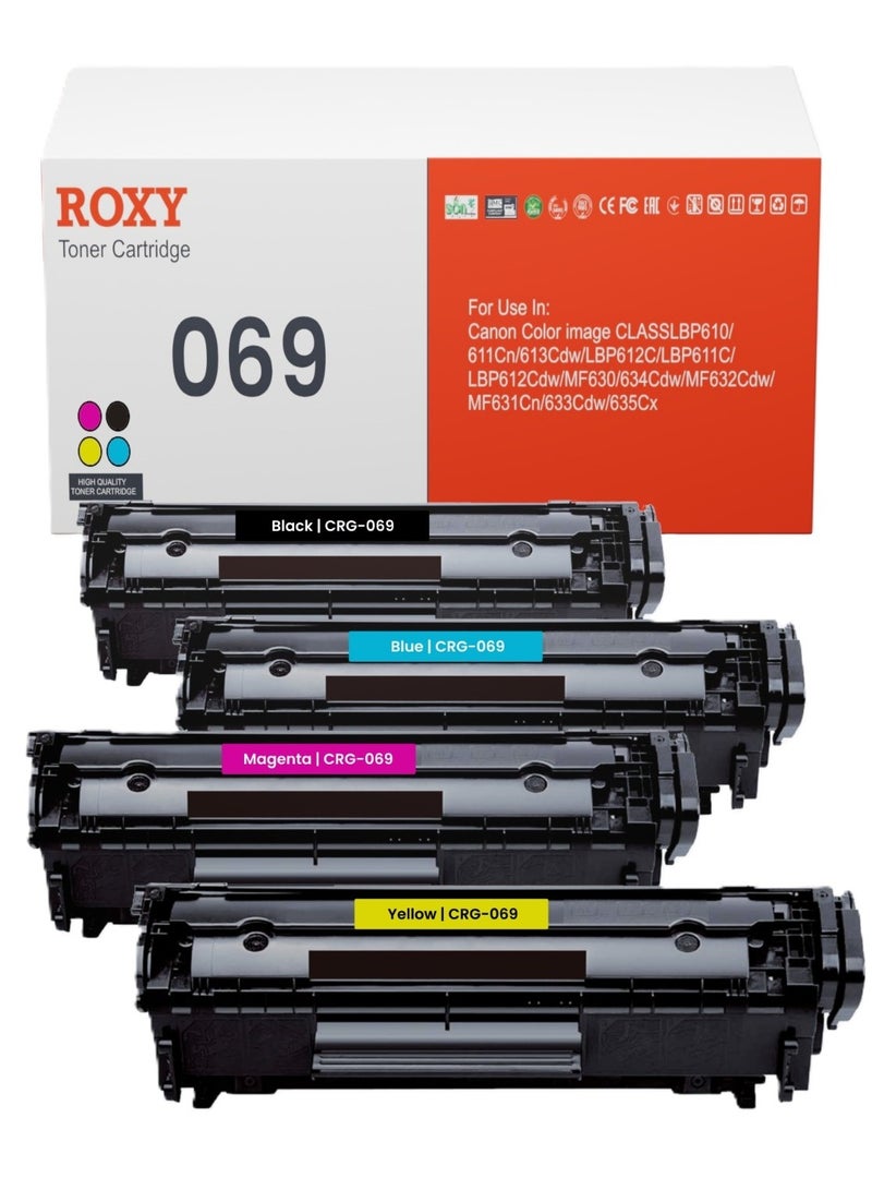 ROXY 069 / 069H Toner Cartridge Set (Black, Cyan, Magenta, Yellow) – Compatible with Canon imageCLASS MF752Cdw, LBP673Cdw, MF753Cdw, MF751Cdw, LBP674Cdw, MF756Cx (Pack of 4) - Image 1