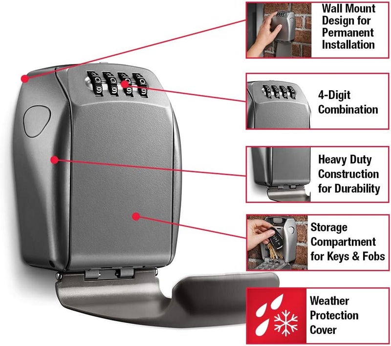 MasterLock Heavy Duty Wall Mount Key Lock Box, Holds 5 Keys - Ideal for Landlords and Property Managers, 5415D - Image 2