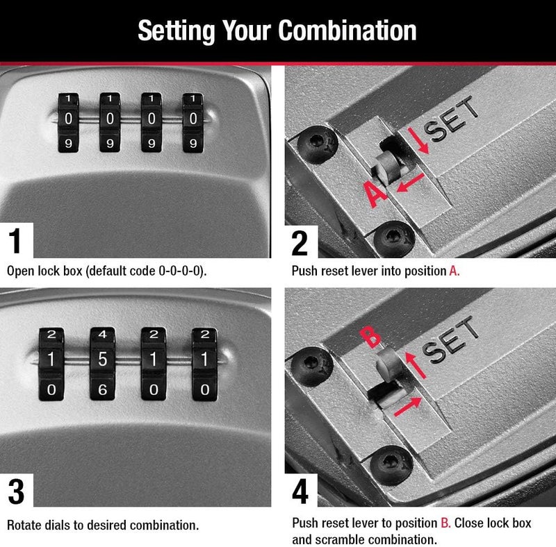 MasterLock Heavy Duty Wall Mount Key Lock Box, Holds 5 Keys - Ideal for Landlords and Property Managers, 5415D - Image 5