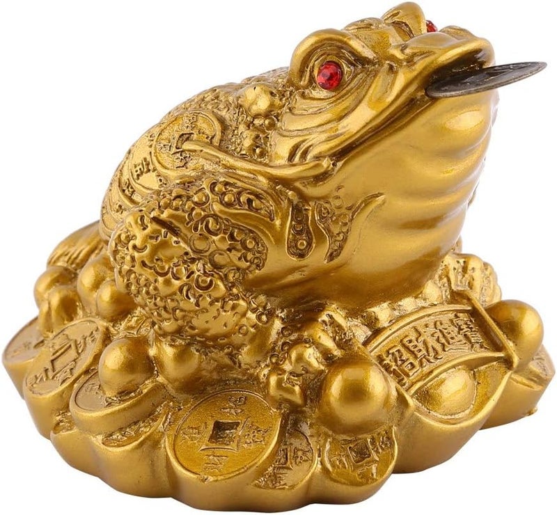 klarako Money Lucky Frog,Chinese Feng Shui Wealth Lucky Money Frog Coin Toad Home Office Decoration Good Lucky Gift Feng Shui Frog for Prosperity Home Decoration(Gold) - Image 1
