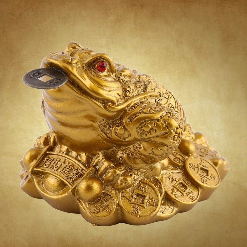 klarako Money Lucky Frog,Chinese Feng Shui Wealth Lucky Money Frog Coin Toad Home Office Decoration Good Lucky Gift Feng Shui Frog for Prosperity Home Decoration(Gold) - Image 5