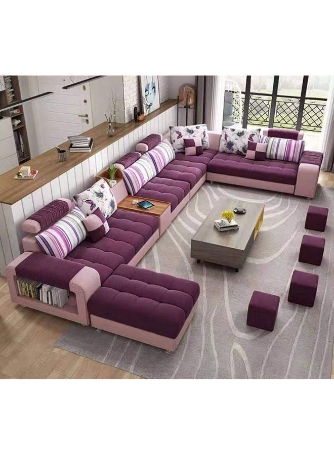 Karnak Sectional Sofa, Solid Wood Sofa for Living Room Furniture Modern Corner Fabric Upholstered Sofa Set Color (Purple) - Image 1