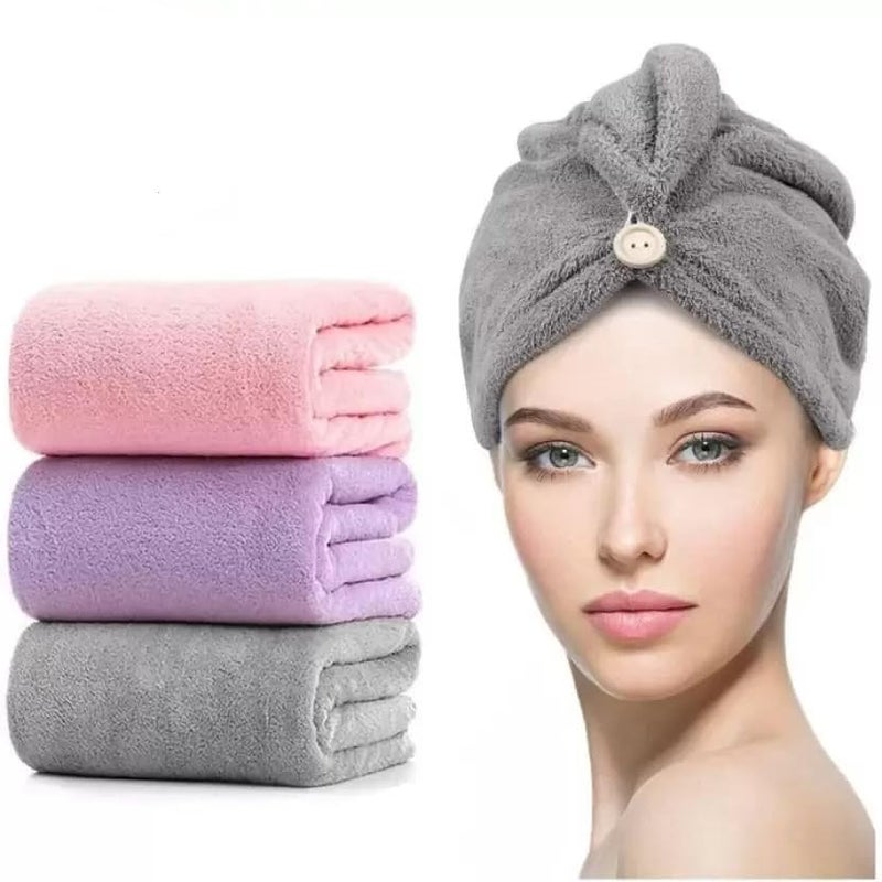 AYUS Microbiber Hair Towel/Wrap for Women Hair-Drying Bathrobe Magic Hair Warp Towel Super Quick-Drying Microfiber 500 GSM Hair Towel(Multi Color) Set of 3 - Image 1