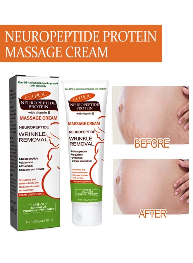 EELHOE Neuropeptide Protein With Vitamin E Massage Cream, Can Promote Cell Regeneration, Repair Necrotic Cells and Enhance Skin Elasticity, Smoothe and Soften Body Skin, Designed For Mother's Stretch Marks - Image 1