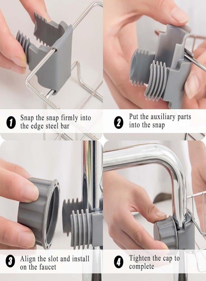 Krizkey Faucet Storage Sponge Holder Sink Organizer for Kitchen Bathroom Accessories Stainless Steel Hanging Shelf Soap Dish Brush Dish Towel Dish Drying Rack with Bonus Sponge. - Image 4