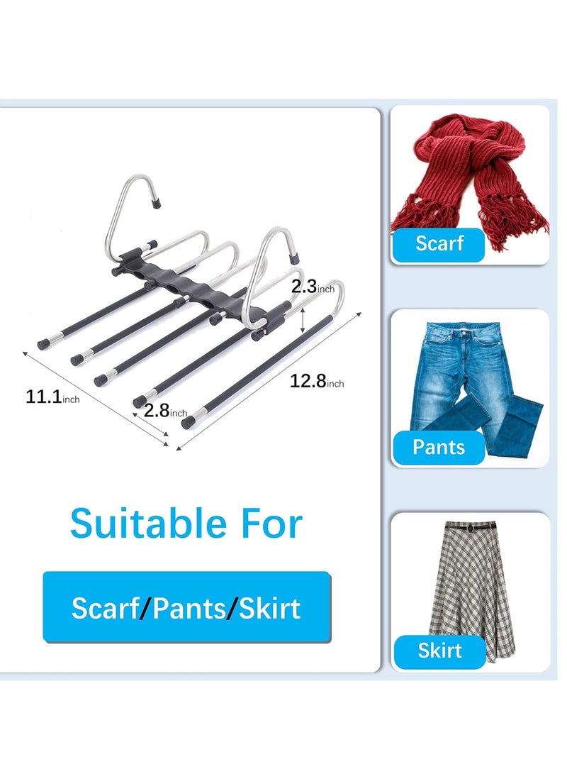 YelaJoy 2 Pack Pants Hangers,  Anti-Slip Design, 5 Layers Space Saving Metal Closet Organizer, Clothes Pants Hangers, Closet Organizers and Storage for Pants, Jeans, Skirts, Scaf,  Legging (Black)  - Image 5