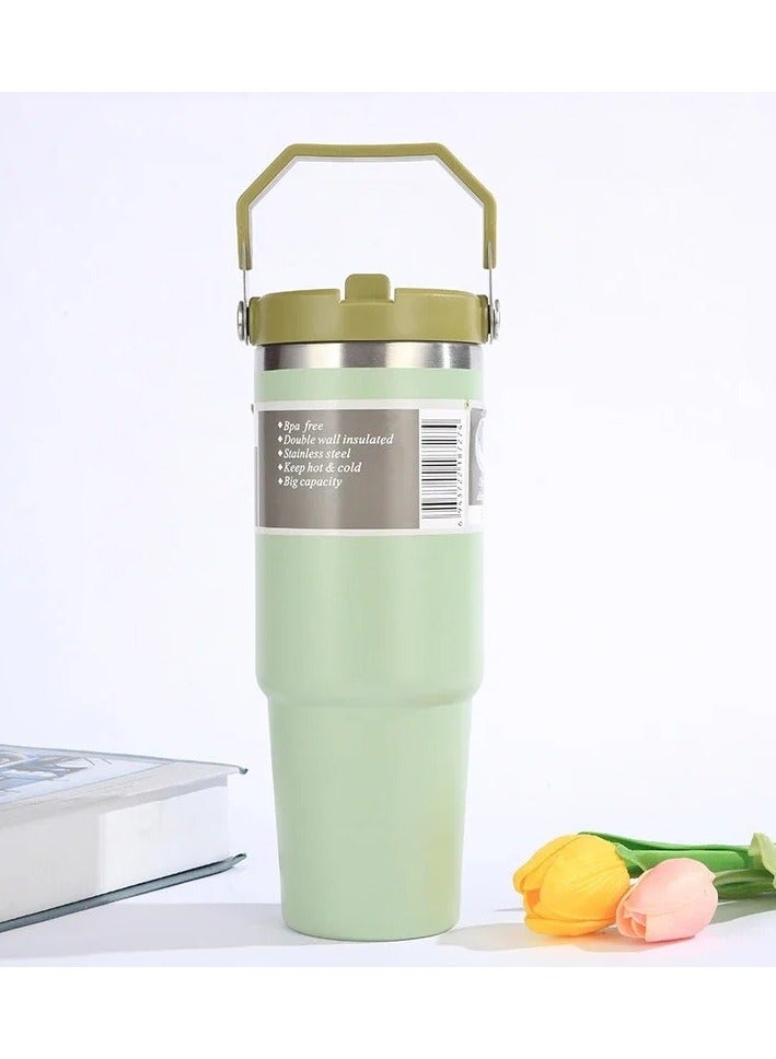 شوبيت كوب بهلوان، بهلوان معزول بالفراغ، بهلوان من الفولاذ المقاوم للصدأ مع غطاء وقش للشاي المثلج أو عصير القهوة والمزيد من الزيتون 30oz - Image 3