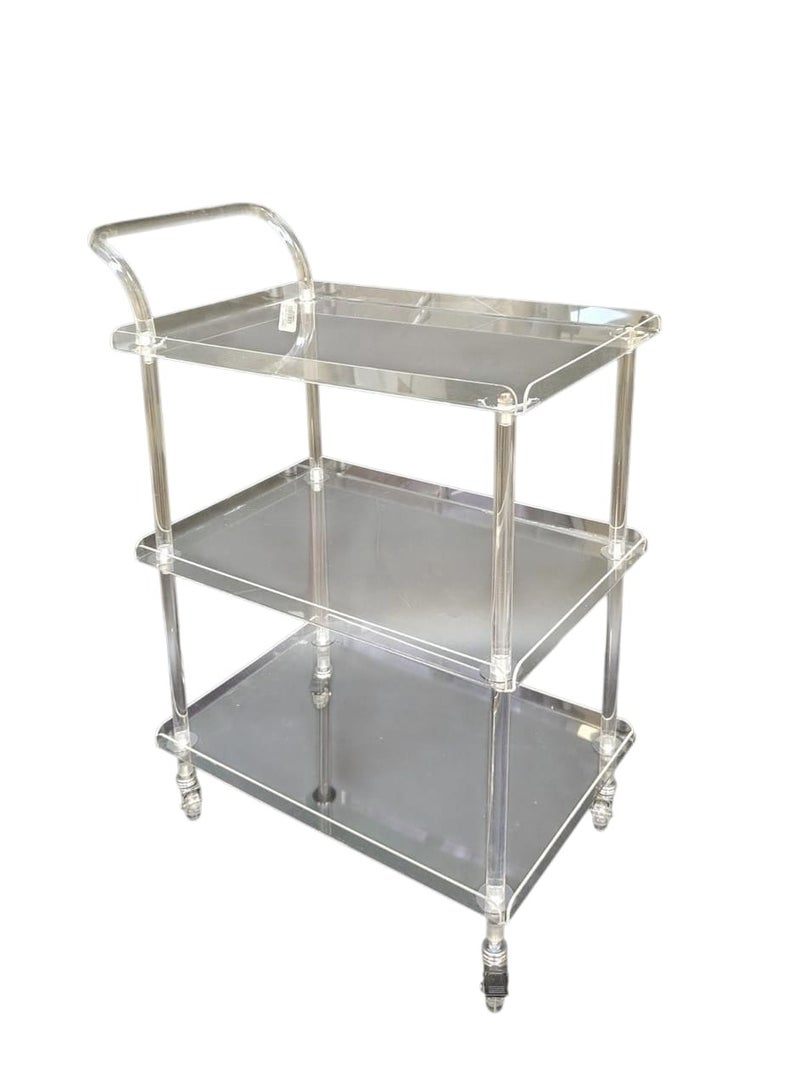 AL KHALDIYA Multi-Tier Rolling Utility Cart with Storage Shelves, Multi-Functional Storage Cart with Mesh Basket Handles and Wheels Easy to Assemble for Bathroom, Kitchen and Office