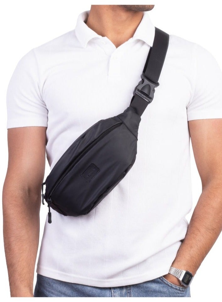 ايه ار سابلاي Ar Wave من Arij Bags | شنطة كروس وشنطة صدر للاستخدام اليومي والخروج، مبطنة من الداخل ضد الصدمات، جيب رئيسي، جيب أمامي، جيب خلفي (25 × 14 × 7 سم) (أسود) - Image 2