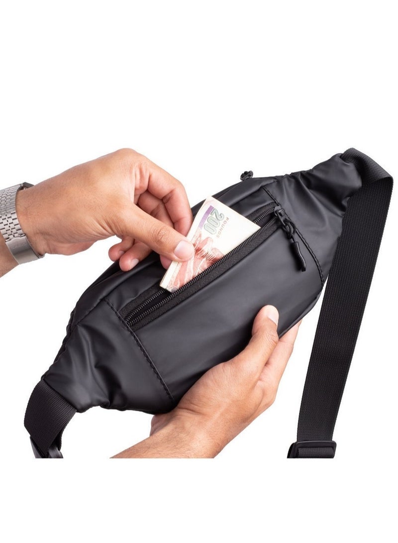 ايه ار سابلاي Ar Wave من Arij Bags | شنطة كروس وشنطة صدر للاستخدام اليومي والخروج، مبطنة من الداخل ضد الصدمات، جيب رئيسي، جيب أمامي، جيب خلفي (25 × 14 × 7 سم) (أسود) - Image 5