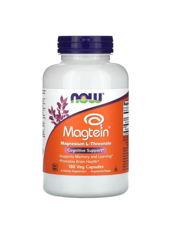 now Magtein®, Magnesium L-Threonate, 180 Veg Capsules - Image 1