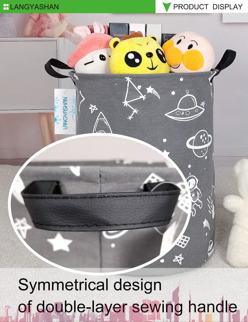 LANGYASHAN Storage Bin, Canvas Fabric Collapsible Organizer Basket for Laundry Hamper,Toy Bins,Gift Baskets, Bedroom, Clothes,Baby Nursery (Space Universe) - Image 5