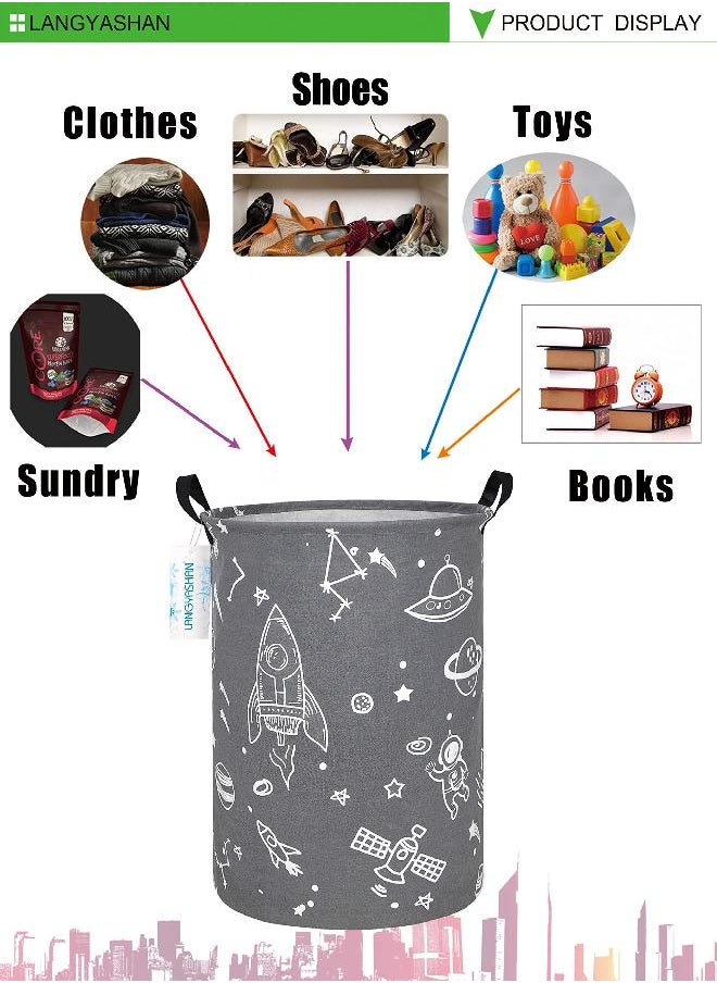 LANGYASHAN - LANGYASHAN Storage Bin, Canvas Fabric Collapsible Organizer Basket for Laundry Hamper,Toy Bins,Gift Baskets, Bedroom, Clothes,Baby Nursery (Space Universe) - Image 1
