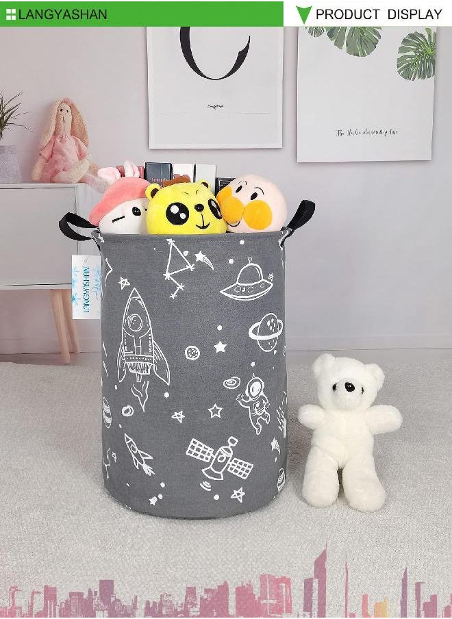 LANGYASHAN - LANGYASHAN Storage Bin, Canvas Fabric Collapsible Organizer Basket for Laundry Hamper,Toy Bins,Gift Baskets, Bedroom, Clothes,Baby Nursery (Space Universe) - Image 1