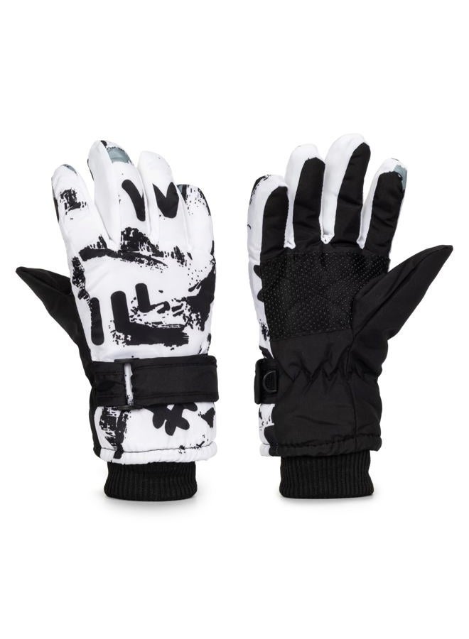 CXQRR Kids Snow Gloves for Boys Girls 6-9T, Winter Ski Gloves Warmer Windproof Cycling Mittens for Cold Weather, Graffiti a, 6-9 Years - Image 1
